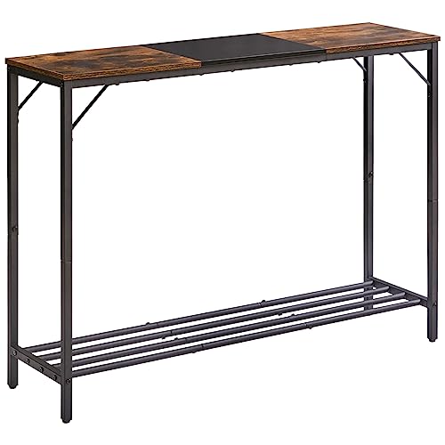 YMYNY Konsolentisch, Beistelltisch, Modisches Spleißdesign, Sideboard, 107×30×78CM, Eingangstisch, Schmaler Sofatisch mit offenen Regalen, für Eingangbereich, Wohnzimmer, Büro, Rustikal Braun HST006HB von YMYNY