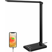 LED-Schreibtischlampe, dimmbare Tischlampen, 10 Helligkeitsstufen, 5 Farbmodi, Touch-Steuerung, Augenschutz, mit USB-Anschluss/Timerfunktion, von YMYNY