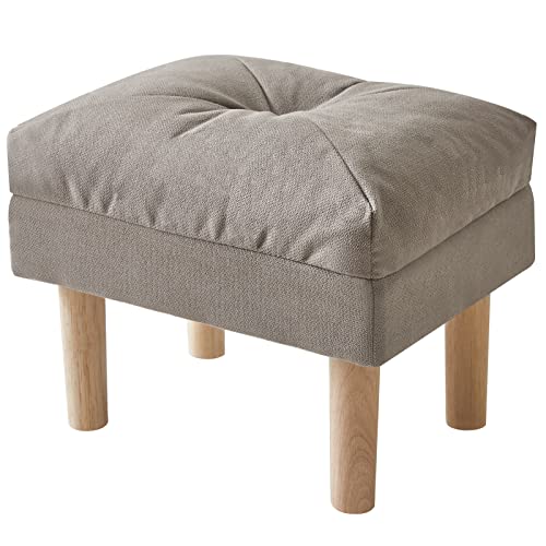 YMYNY Sitzhocker, Ottoman, Fußhocker mit weichem Sitzkissen, große Sitzfläche, 4 verdickte Holzbeine, im Nordischen Stil, für Schlafzimmer, Wohnzimmer, Kinderzimmer, 40 x 29 x 32 cm, Grau HBD023G von YMYNY