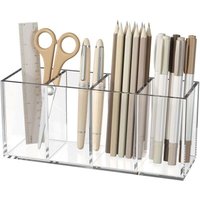 YMYNY Stifthalter aus Acryl mit 4 Fächern, transparenter Stifthalter zur Aufbewahrung von Schreibtischzubehör auf der Arbeitsplatte von YMYNY