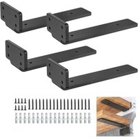 YMYNY Wandregalhalterungen, 4 Stück Wandhalterungen, schwarze Regalhalterungen, robuste L-förmige Metallhalterungen zur Wandmontage (schwarz, 15 cm) von YMYNY