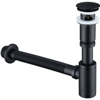 Ymyny - Waschbeckensiphon mit Stopfen, Universal Badezimmer Siphon und Ablaufstopfen Voll für Waschbecken Mattschwarz 1/4 x 30 mm Pop-Up Siphon, von YMYNY