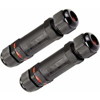 YMYNY Wasserdichte Abzweigdose, 2er-Pack IP68 Elektrokasten - Anschlussdose Ø 1mm-13mm - Einfach zu installieren (Schwarz, PVC) von YMYNY