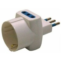 Weißer Dreifachstecker mit Shuko-Reduzierstück und 2 italienischen 10-A-Steckdosen und 10-A-Stecker - - Ymyny von YMYNY