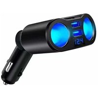 YMYNY Zigarettenanzünder-Splitter-Adapter, Dual-USB-Autoladegerät, 2 Steckdosen 12 V/24 V mit LED-Voltmeter-Schalter für Handy, Tablet, GPS, Dashcam von YMYNY