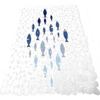 Cleafe - Badematte Duschmatte 28x69cm Rutschfester weißer Fisch 69879 - - Ymyny von YMYNY