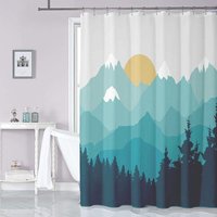180 x 200 cm Duschvorhang mit 12 Haken, schnelltrocknend (Landschaftsmalerei), wasserdichtes Polyestergewebe, maschinenwaschbar, Badezimmervorhänge von YMYNY