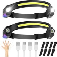 Ymyny - 2 Stück Lampe frontale wiederaufladbar usb led 350 Lumen 6 Modi 230 Grad Betrachtungswinkel Große IPX4 wasserdichte Taschenlampe Geschenk für von YMYNY