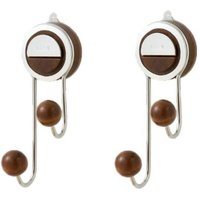 2er-Pack Haken mit Saugnapf, spurlose Wandhaken, Bohrschutzhaken, geeignet für Badezimmer, Zimmer, Küchen, Walnuss. mumu von YMYNY