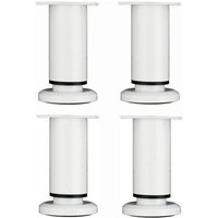 4 Stücke Verstellbare Möbelbeine 12cm Weiß Runde Metall Tischbein für Sofa Schrank Bett mit Schrauben mumu von YMYNY