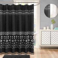 Ymyny - Duschvorhang 180 x 180 cm Schwarzer Bohemian-Duschvorhang Wasserdichter bedruckter Polyester-Duschvorhang mumu Ymyny - Duschvorhang 180 x 180 cm Schwarzer Bohemian-Duschvorhang Wasserdichter bedruckter Polyester-Duschvorhang mumu von YMYNY