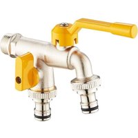 Ymyny - Garten-Doppelhahn, 1/2 Zoll Messing-Außenwasserhahn, Wandmontage-Wasserhahn mit 2 3/4 Zoll-Auslässen für Garten, Waschmaschine, Ymyny - Garten-Doppelhahn, 1/2 Zoll Messing-Außenwasserhahn, Wandmontage-Wasserhahn mit 2 3/4 Zoll-Auslässen für Garten, Waschmaschine, von YMYNY