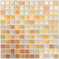 Gelbe, selbstklebende Fliesentapete, 24 x 24 cm, Wandaufkleber im Mosaik-Stil, wasserfeste Dekorfolie für Wandfliesen im Badezimmer und in der Küche von YMYNY