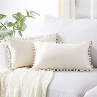 Ymyny - Kissenbezug 30 x 50 cm, Senfweiß, Dekoration, Wohnzimmer, Zuhause, skandinavisch, 2er-Set, weicher Samt-Kissenschutz, doppelseitig, von YMYNY