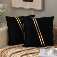 Ymyny - Moderner Outdoor-Kissenbezug, 45 x 45 cm, goldener Samt, 2 Stück, Vintage-Kissenbezüge, Sofa, Schlafzimmer, Auto, schwarz, Heimdekoration mumu Ymyny - Moderner Outdoor-Kissenbezug, 45 x 45 cm, goldener Samt, 2 Stück, Vintage-Kissenbezüge, Sofa, Schlafzimmer, Auto, schwarz, Heimdekoration mumu von YMYNY