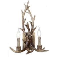 Ymyny - Wandleuchte im Landhausstil mit Hirschgeweih, Retro-Wandleuchte mit 2 E45-Lampenfassungen - Braun Ymyny - Wandleuchte im Landhausstil mit Hirschgeweih, Retro-Wandleuchte mit 2 E45-Lampenfassungen - Braun von YMYNY