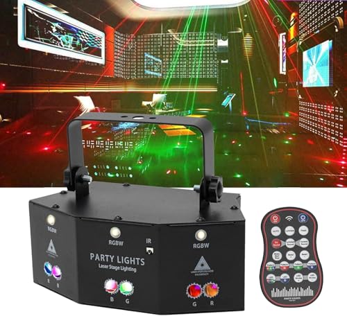 YNAADYH Discolicht Partylicht, Bühnen Effektstrahler mit Soundaktivierter LED-Projektion, RGB-Licht, DMX512, Grafik-Effekte von YNAADYH