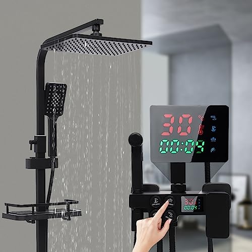 Duschsystem Regendusche Duschpaneel Massage Duschset Duscharmatur mit Handbrause,Duschsystem für Wellnessbad, Massage-Duschset für Badezimmerrenovierung von YNAADYH