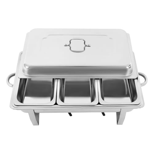 YNAADYH 3 x 9 l Chafing Plate Set Food Warmer Buffet Bankett Party Cater Edelstahl Buffet Profi Geschirrset Empfang Hochzeit Rechaud Edelstahl Party 9L Hobby Screen Prin von YNAADYH