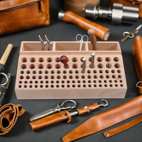 YNAADYH 98 Löcher Leder Handwerk Werkzeug Woodz Werkzeugständer Aufbewahrung Werkzeug Leder Werkstatt Halter Schraubendreher Wandhalterung Garage Organizer DIY 98 Löcher von YNAADYH