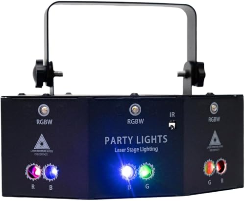 YNAADYH Discolicht Partylicht, Dmx512 Bühnen Effektstrahler Sound Aktivierte Led Projektor Strahl Effekt Strobe Rgb Licht Partylicht Disco Licht Dj Licht Discolicht (A3) von YNAADYH