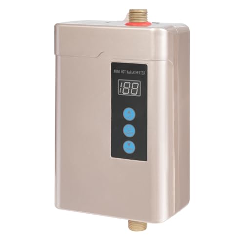 YNAADYH Durchlauferhitzer 230V - 5000W Untertischboiler Niederdruck -30-55℃ Durchlauferhitzer Dusche - Elektrischer Wassererhitzer Tankloser Wassererhitzer (Gold) von YNAADYH