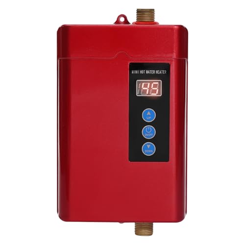 YNAADYH Durchlauferhitzer 230V - 5000W Untertischboiler Niederdruck -30-55℃ Durchlauferhitzer Dusche - Elektrischer Wassererhitzer Tankloser Wassererhitzer (Rot) von YNAADYH