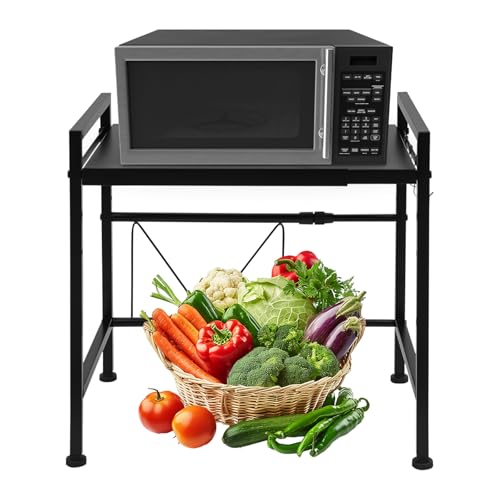 YNAADYH Mikrowellen Regal Küchen Organizer - 43-65 Etagen Küchenregal Gewürzregal Erweiterbarer Arbeitsplatte Organizer Stehend Mikrowellen Stehend (schwarz) von YNAADYH