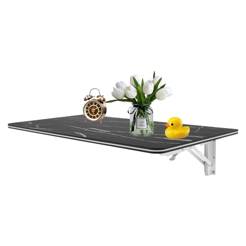 YNAADYH Wandklapptisch Küche，Wandklapptisch Holz，Klapptisch Wand，Faltender Wandtisch, An Der Wand Montierter Klapptisch, An Der Wand Befestigter Klapptisch (80x40cm Schwarz) von YNAADYH