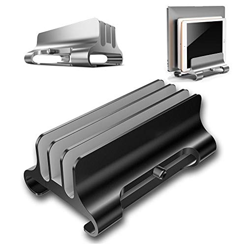 YNAYG Laptop ständer Vertikaler Laptop-Ständer, Dreifacher Aluminium-Desktop-Ständerhalter Mit Verstellbarem Dock, Kompatibel Mit Allen MacBook-Laptops (Silber) von YNAYG