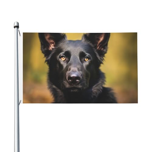 Schwarze Flagge mit deutschem Schäferhund, 150 x 90 cm, für den Außenbereich, mit Ösen, doppelseitig, Gartenflagge, großes Banner, Schild, Hausflaggen, Hof und Außenbereich, dekorative Flagge Schwarze Flagge mit deutschem Schäferhund, 150 x 90 cm, für den Außenbereich, mit Ösen, doppelseitig, Gartenflagge, großes Banner, Schild, Hausflaggen, Hof und Außenbereich, dekorative Flagge von YNCATXZ