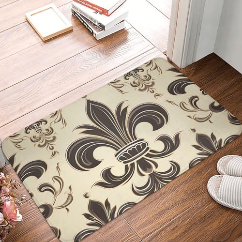 YNCATXZ Fleur-de-Lis and Coat Arms Ritter Fußmatte 40x60cm rutschfeste Indoor Outdoor Matte Welcome Mat Waschbar Türteppich für Eingangsbereich Fußmatten Saugfähige Flanell Badematten von YNCATXZ