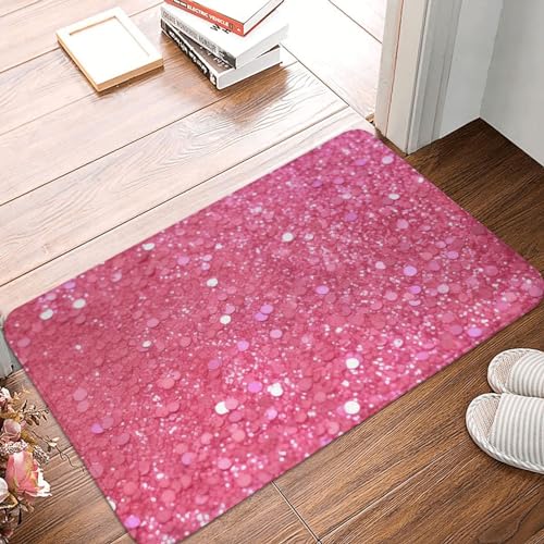 YNCATXZ Funkelnde rosa Glitzer Fußmatte 40 x 60 cm rutschfeste Indoor Outdoor Matte Willkommen Matte Waschbar Türteppich für Eingangsbereich Fußmatten Saugfähige Flanell Badematten von YNCATXZ