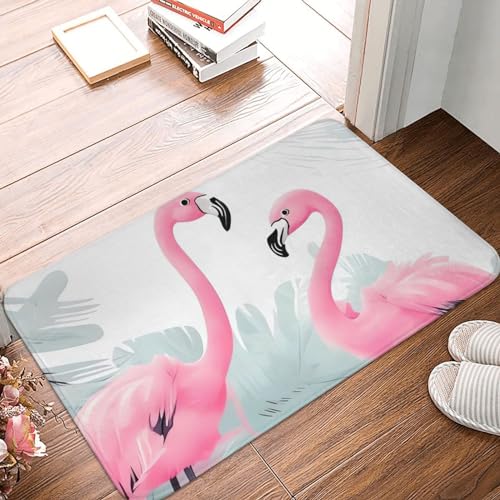 YNCATXZ Love Flamingo Fußmatte 40x60cm rutschfeste Indoor Outdoor Matte Welcome Mat Waschbar Türteppich für Eingangsbereich Fußmatten Saugfähige Flanell Badematten von YNCATXZ