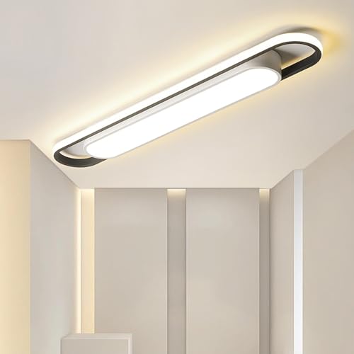 YNDD LED Deckenleuchte Flur Lang, 23W Deckenlampe Küche Schwarz, Warmweiß 3000K, Flurlampe Decke Modern Kreative, Deckenlicht schlafzimmer Innen für Wohnzimmer Hallway Office Deckenbeleuchtung 60cm von YNDD