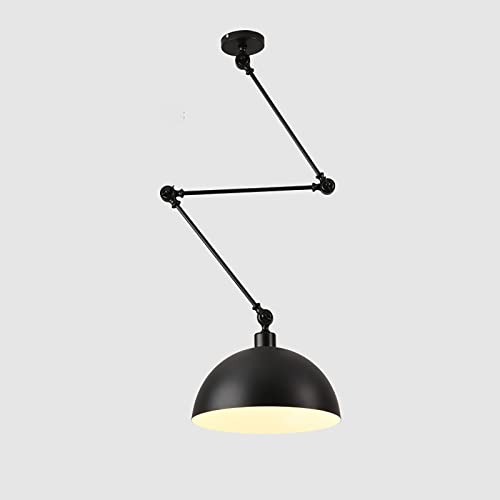 YNDD Pendelleuchte, Hängeleuchte mit Ausziehbar Langarm Retro Metall Hängelampe Vintage Pendellampe E27 Hängeleuchte Industrial für Kitchen Island (Black) von YNDD