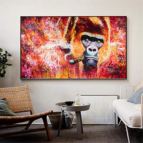 5D DIY Diamant Malerei Set Voll Große Größe für Erwachsene Gorilla rauchende Zigarre Diamond Painting Bilder Crystal Strass Stickerei Kreuzstich Arts Craft für Haus, Wand Dekor -Round Drill,12x24inch von YNGBAAO