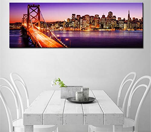 5D DIY Diamant Malerei Set Voll Große Größe für Erwachsene New York Bridge Skyline Nacht Diamond Painting Bilder Strass Stickerei Kreuzstich Arts Craft für Haus, Wand Dekor -Round Drill,16x48inch von YNGBAAO