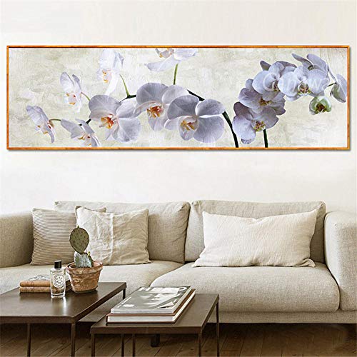 DIY 5D Diamant Gemälde Große Kits Malen nach Zahlen, weiße schöne Orchidee Diamant Malerei Bilder Strass Erwachsene Stickerei Kreuzstich Leinwand Supply Kunst für Home Dekor Square Drill 12x24inch von YNGBAAO