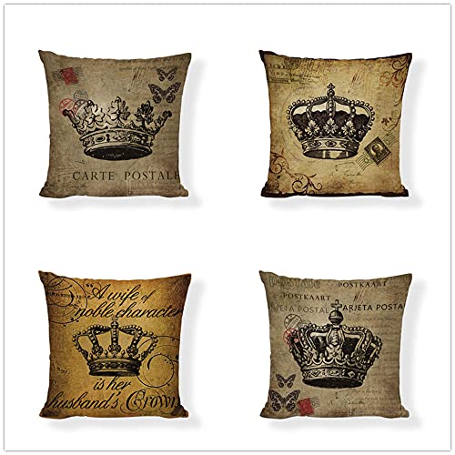YNGBAAO 4 Stück Kissenhülle 80x80cm Kissenbezuge Vintage Krone Quadratischer mit Verstecktem Reißverschluss Doppelseitiger Druck Samt Sofakissen Kissenbezug Outdoor Home Sofa Auto Bed Decor YNGBAAO 4 Stück Kissenhülle 80x80cm Kissenbezuge Vintage Krone Quadratischer mit Verstecktem Reißverschluss Doppelseitiger Druck Samt Sofakissen Kissenbezug Outdoor Home Sofa Auto Bed Decor von YNGBAAO