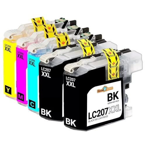 YNGFBFFJ 5pk XXL Bcmy Ink Patronen kompatibel mit MFC-J4320DW J4420DW J4620DW LC207 LC205 von YNGFBFFJ