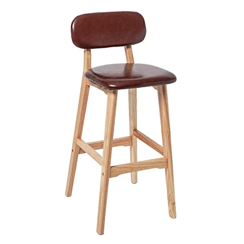 YNGJUENCP Hoher Barhocker mit PU-Sitzlehne,1er-Set,moderner Barhocker mit hoher Theke und Holzfußstütze,runder Barhocker für Kücheninsel,Zuhause,Büro,Restaurant,Café(Color:Y-05) von YNGJUENCP