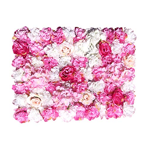 YNGJUENCP -Shop Flower Paneels Wanddekor Künstliche Blumen Romantische Blumen Hintergrund Hecke Hedge Wohnkultur Hochzeit Foto Hintergrund, Lila & Pink, 1 Stück, 60 X 40 cm von YNGJUENCP