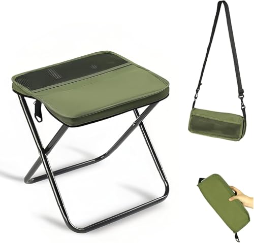 YNGWVHKET Leichter 2-in-1-Klapphocker-Rucksack mit Zwei Staufächern, bequemer, breiter Sitzfläche und wasserdichtem 600D Oxford-Gewebe – ideal für Wandern, Camping und Angeln. von YNGWVHKET