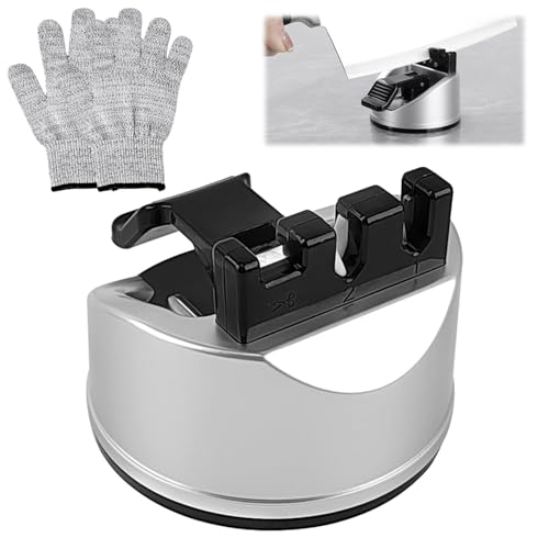 Messer Schärfen mit 3 Slots,Tragbarer Profi Messerschleifer mit Saugnapf, Passende Handschuhe, Multifunktional zum Schleifen, Polieren & Glätten von Messern Messer Schärfen mit 3 Slots,Tragbarer Profi Messerschleifer mit Saugnapf, Passende Handschuhe, Multifunktional zum Schleifen, Polieren & Glätten von Messern von YNHJQP
