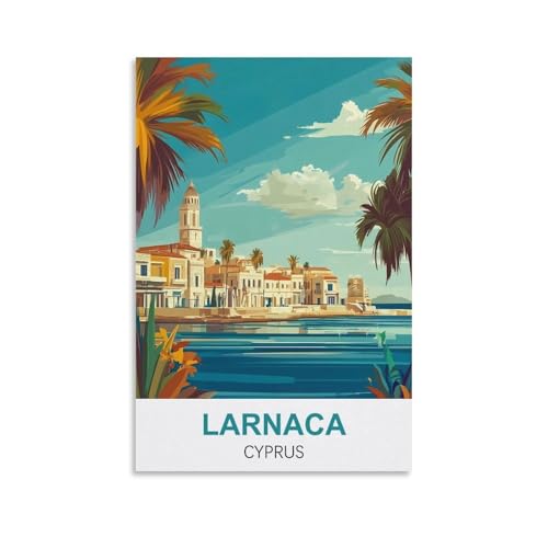 YNIEILUU Larnaca Reiseposter, Motiv: Zypern, Vintage-Poster, 30 x 45 cm, Leinwand-Kunstdruck, Wandkunstdrucke von YNIEILUU