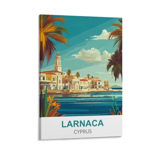 YNIEILUU Larnaca Reiseposter, Zypern, Vintage, 20 x 30 cm, Leinwand-Kunstdruck, Gemälde, Bilder, Wandkunstdrucke von YNIEILUU
