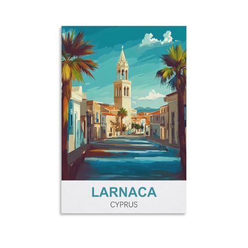 YNIEILUU Larnaka Reiseposter Zypern, Vintage-Reiseposter, 60 x 90 cm, Leinwand-Kunst, Gemälde, Bilder, Wandkunstdrucke von YNIEILUU