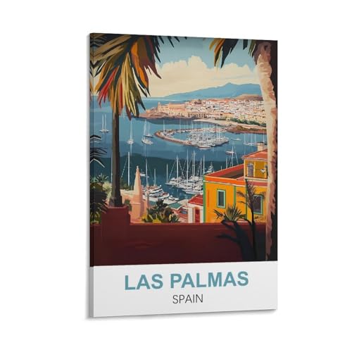 YNIEILUU Las Palmas Spanien Vintage-Reiseposter 50 x 75 cm, Leinwand-Kunst, Gemälde, Bilder, Wandkunstdrucke von YNIEILUU