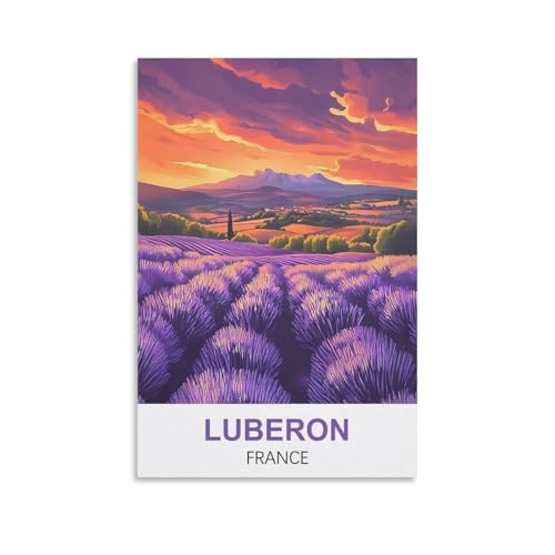 YNIEILUU Luberon Frankreich, Vintage-Reiseposter, 60 x 90 cm, Leinwand-Kunst, Gemälde, Bilder, Wandkunstdrucke von YNIEILUU